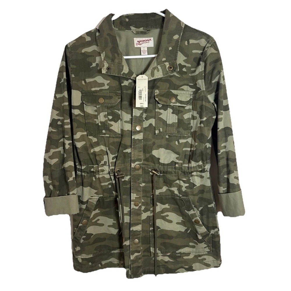 NWT Arizona Jean Co Womens Small Camo Utility‎ Jacket Military Anorak $68
